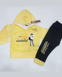 Hoodie And Trouser Set For Boys in Yellow Color